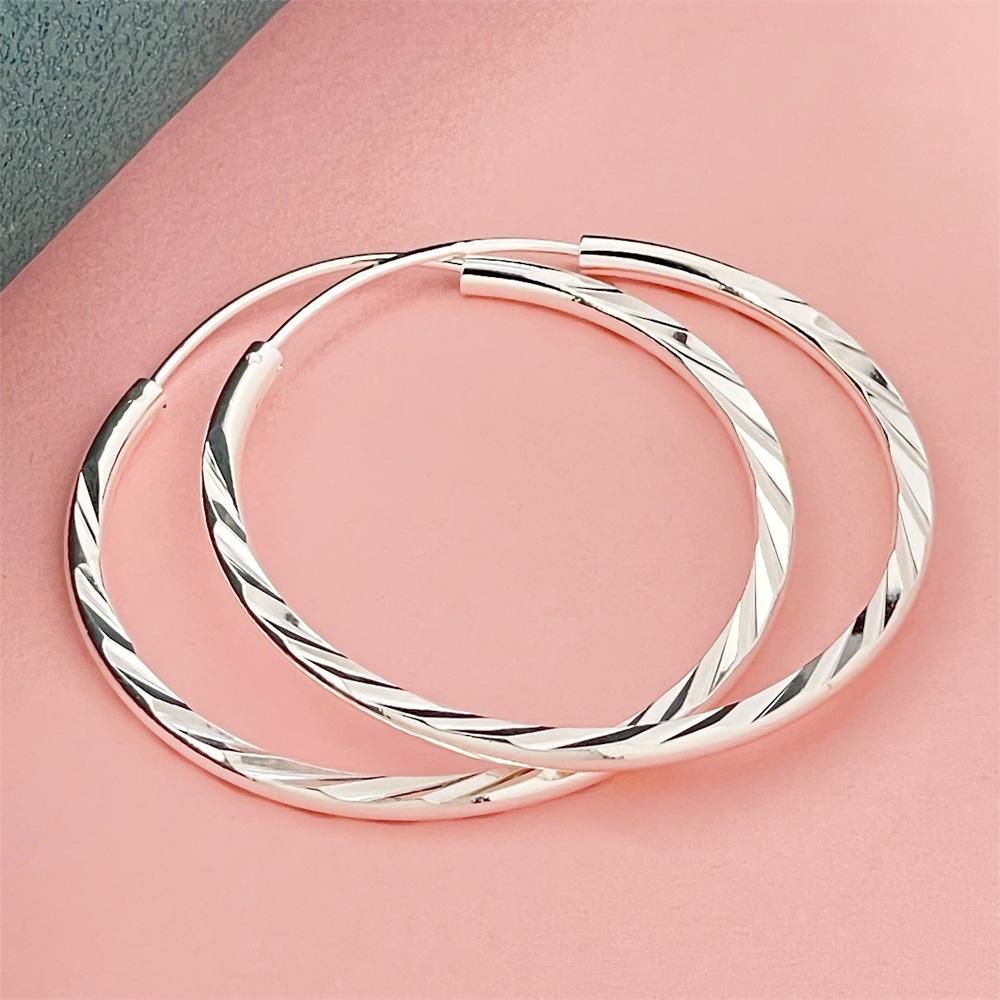 925 Sterling Silver Fashion 3.5CM Car Flower Simple Earrings Birthday Party Anniversary Gift Daily Wear