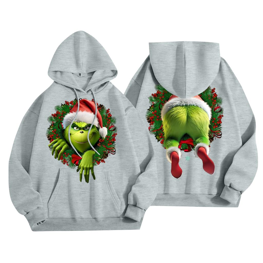 Женская повседневная модная толстовка с капюшоном и карманами с рождественским принтом букв