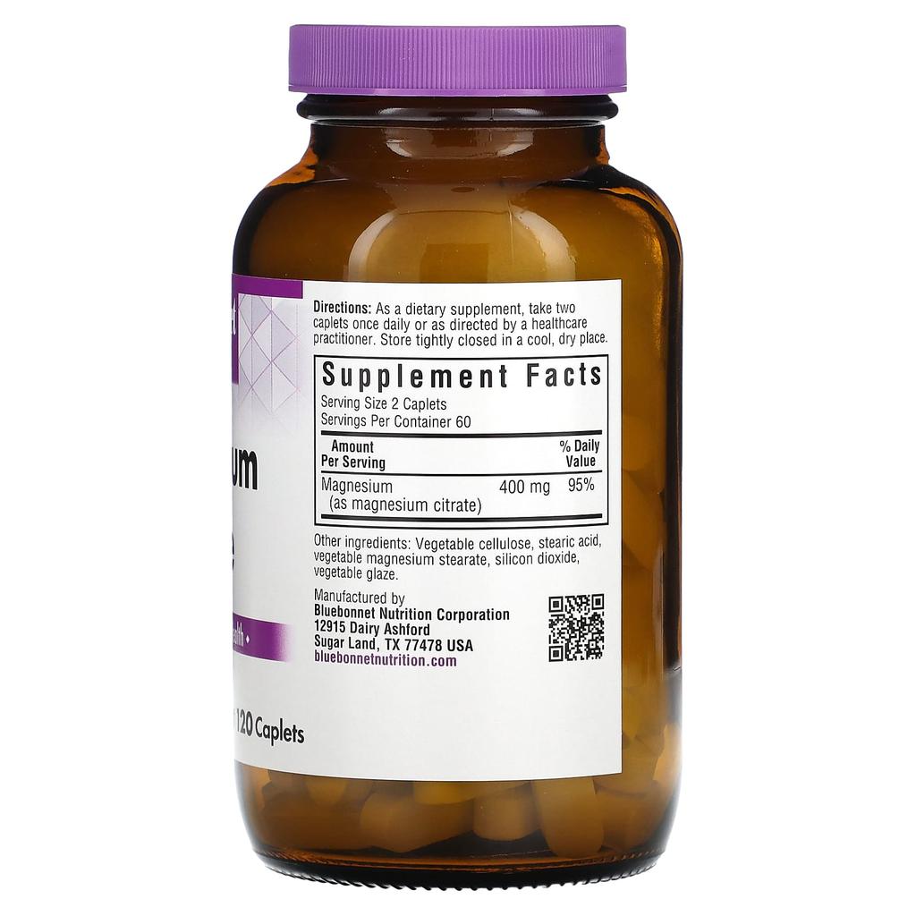 Bluebonnet Nutrition Цитрат магния, 400 мг, 120 таблеток