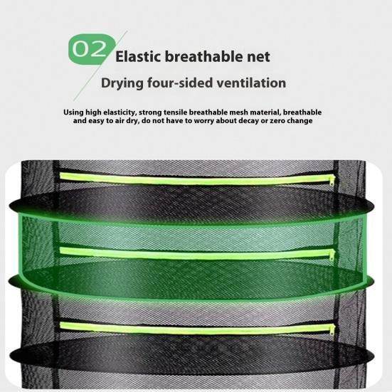 60 см 2/4/6/8 слоев сетка для сушки трав с S-образным крючком, складная корзина для сушки растений с застежкой-молнией, прочная сетка для сушки растений для использования в помещении и на открытом воздухе
