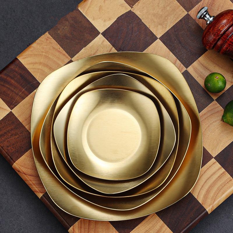 Korea 304 Stainless Steel Bone Plate Flower Side Barbecue Plate Hot Pot Dish Seasoning Bowl Restaurant Meals Divid Trays