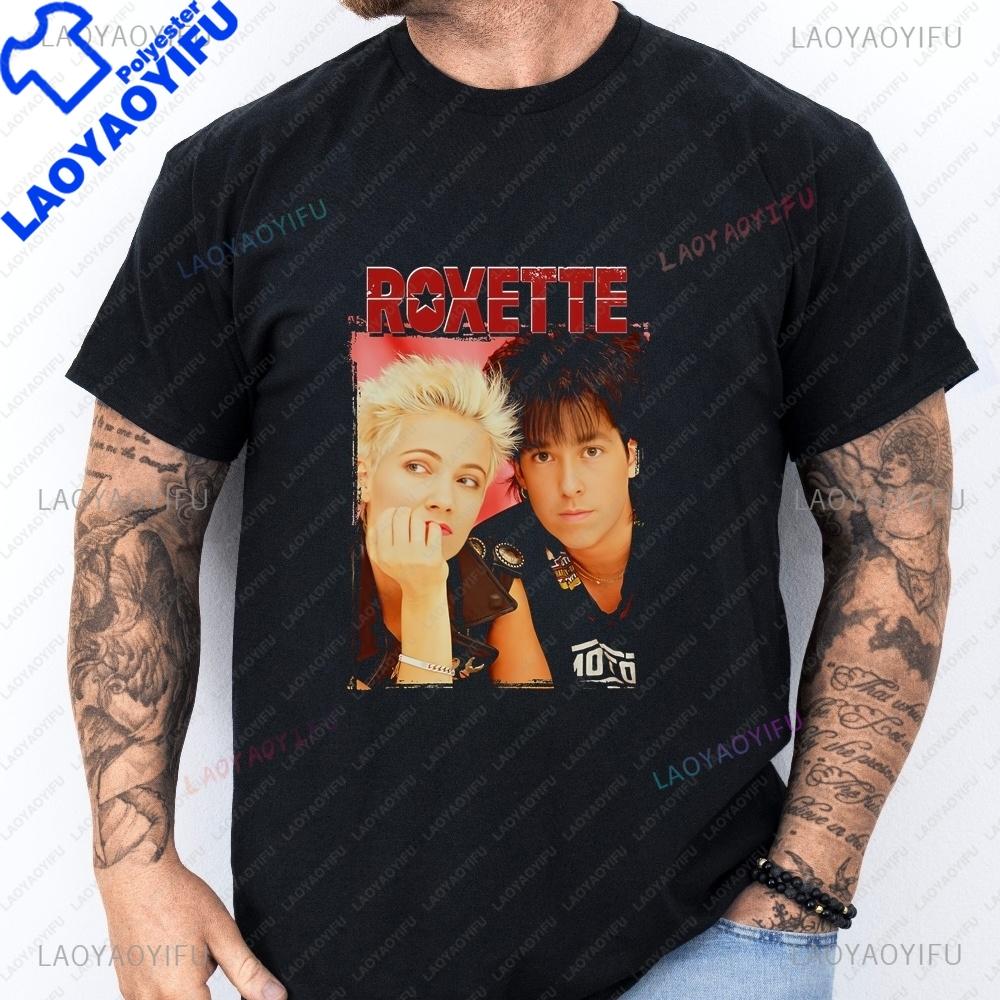ROXETTE Swedish Pop Music Group Trendy Harajuku Shortsleeved Unisex Shirt with Patterned Tshirt