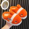 For Boy Toddler New Slippers Kids Indoor Winter Cartoon Fish Plush Warm House Footwear Soft Rubber Sole Home Shoes