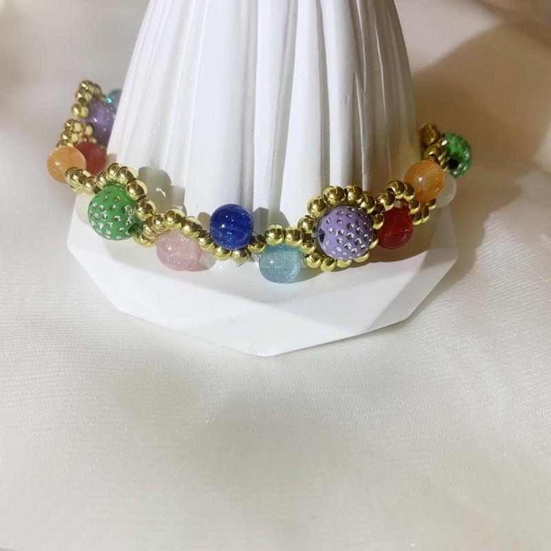 Handmade Beaded Bracelet Women Colorful Candy Tone Minimalist Geometric Style Fashion Accessory