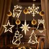 Christmas LED Light Snowflake Santa Hanging Sucker Lamp Window Ornaments Decoration for Home Xmas Navidad 2025 New Year Decor