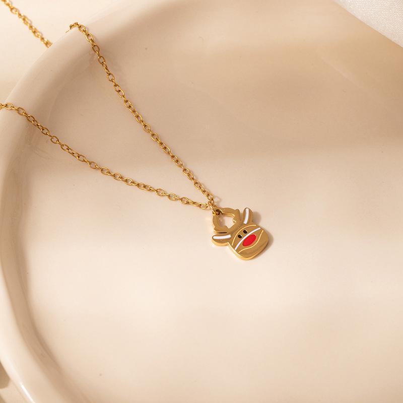 European & American Christmas Bell Tag Pendant Necklace - Non-fading Titanium Steel Clavicle Chain, New Style.
