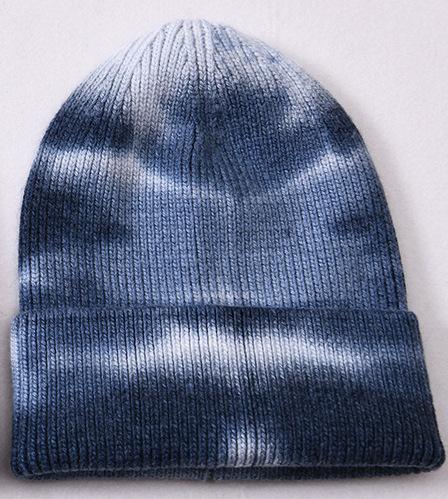 Tie-dye knitted hat rabbit velvet children's soft cute outdoor wool hat warm real raccoon hair ball source