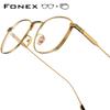 FONEX Progressive Prescription Glasses Custom Anti Blue Myopia Optical Lenses Eyewear Men Square Eyeglasses Titanium Frames 8517