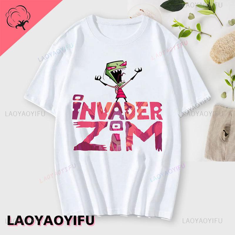 Kawaii Invader Zim Invader Gir Graphic T Shirt Zim Image Cartoon T Shirt Unisex Women Retro Tee Shirt Fashion Shirt Streetwear Tops