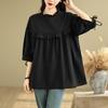 2025 Summer Plus Size T-Shirt Women Vintage Loose Solid Basic Black Tops Tees Maxi