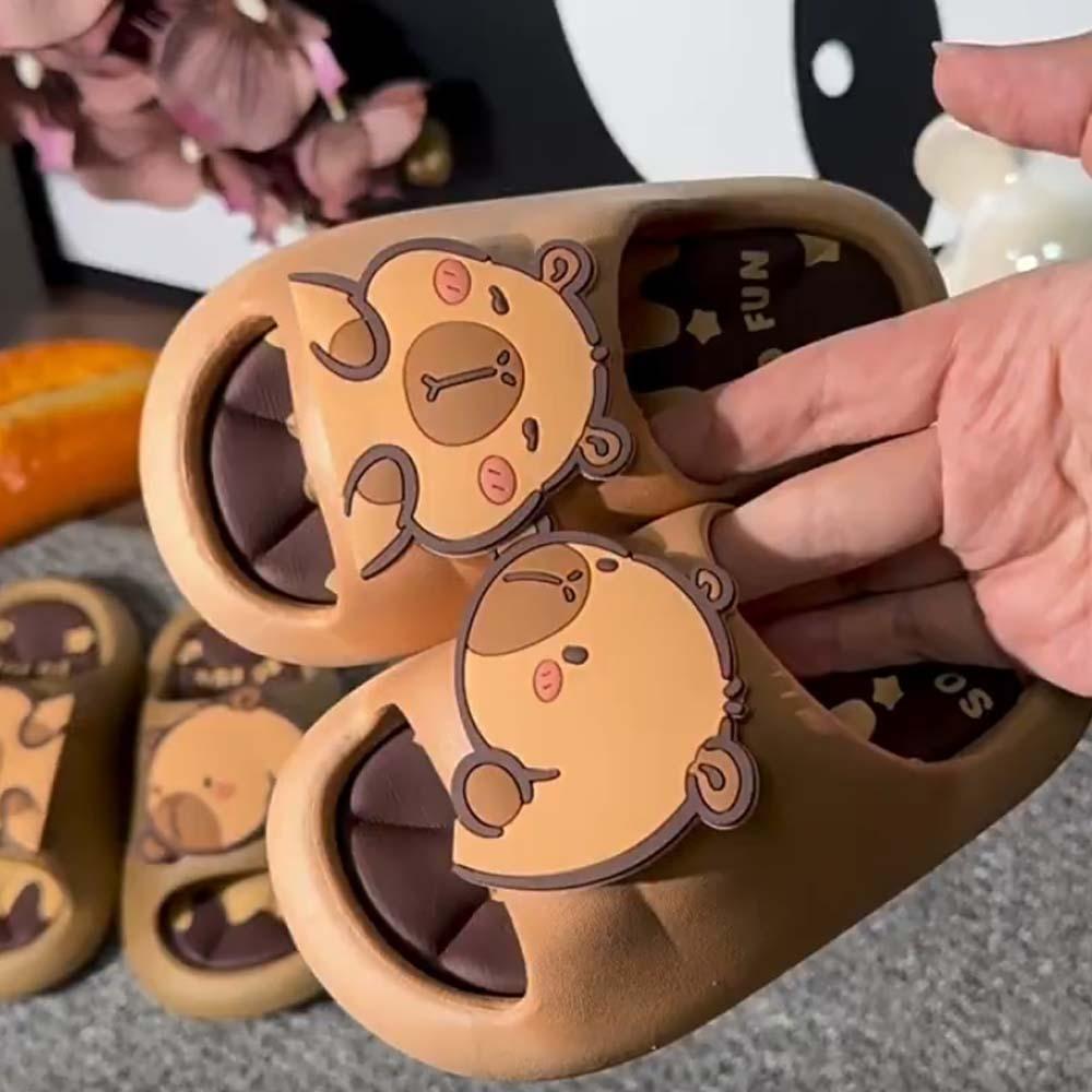 Симпатичные тапочки из ПВХ в виде капибары, противоскользящие детские сандалии для ванной, тапочки с изображением животных из мультфильмов