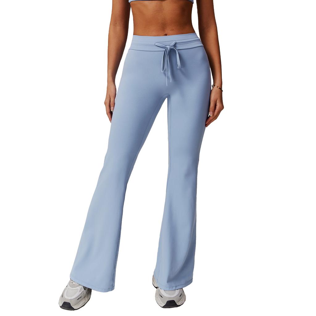 High Waisted And Hip Lifting Yoga Bell Bottom Pants For Abdominal Compression And Fitness, Wide Leg Slightly Flared Casual Sports Pants For Women