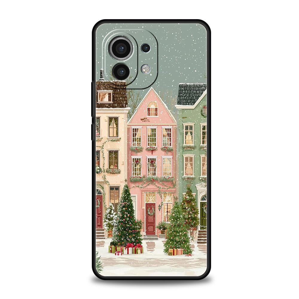 Чехол для телефона для Xiaomi Poco F7 F6 F5 F4 F3 X7 X6 X5 X4 X3 NFC M4 C51 C55 GT Pro 5G Мягкий ТПУ С Рождеством Красивая Зима Снег