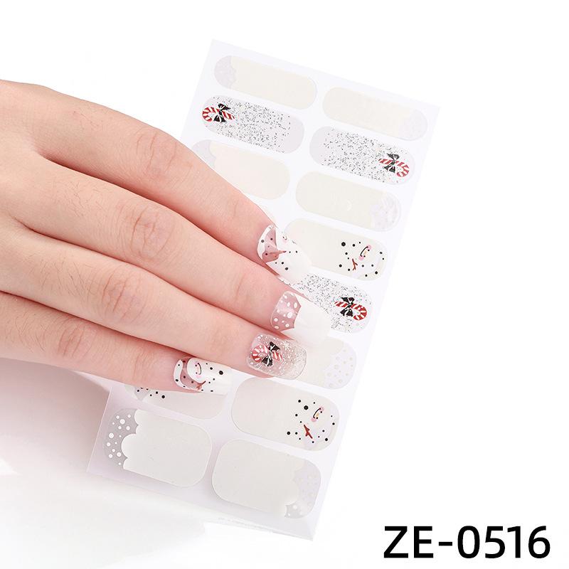 ZE Glow In Dark No-Cure Gel Nail Wraps, Full Cover Halloween Style Autumn Winter Nail Stickers, Nail Patch Films