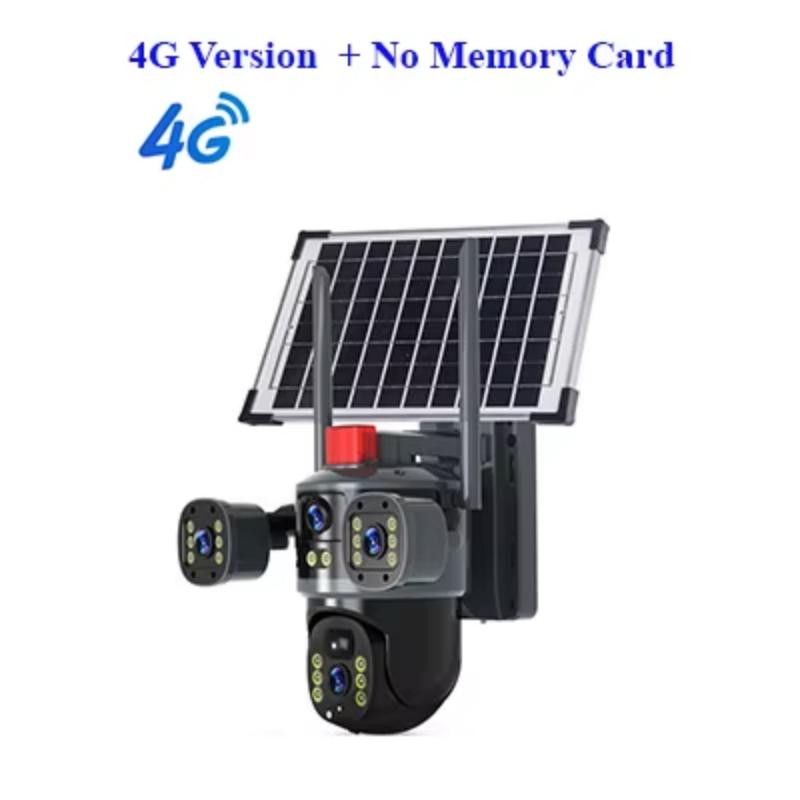 V380Pro 12MP Multi-Linx 3 Screen CCTV Camera Solar 4G WIFI Wireless Solar Panel Powered PTZ Camera Waterproof Outdoor