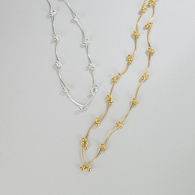 Оригинальный дизайн Ins S925, ожерелье из стерлингового серебра, ручная работа, круглое ожерелье из бисера, индивидуальность, цепочка на ключицу, женская