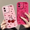Красный вишневый узор TPU мягкий чехол для телефона iPhone 16 Pro Max 15 Pro 14 13 12 11 XR XS матовый противоударный защитный бампер для объектива