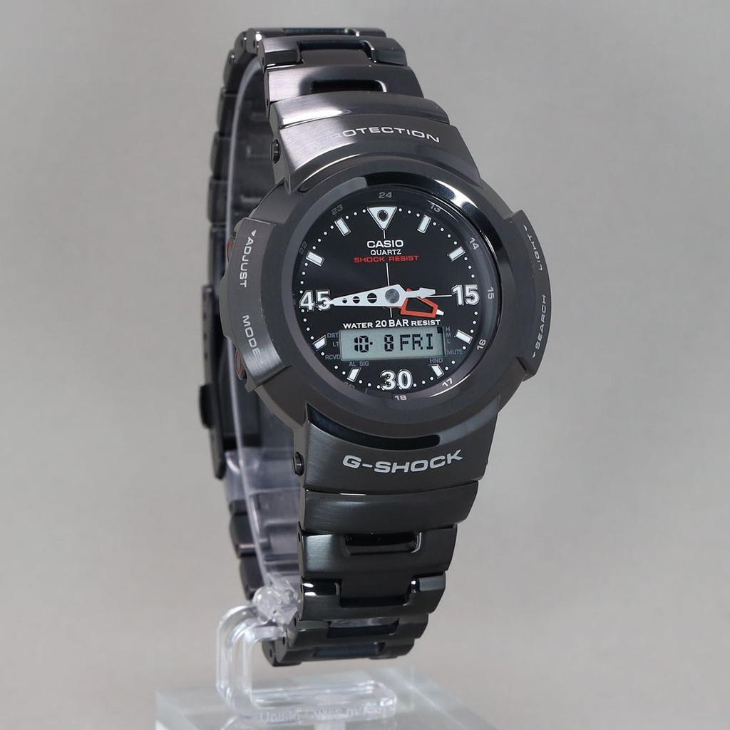 Мужские часы Casio G-Shock AWM-500-1AJF Full Metal с черным ионным покрытием, Tough Solar Multi Band 6, Аналого-цифровые, Японская внутренняя модель, JDM