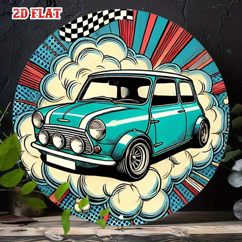 D Flat pc Винтажный Автомобильный Культурный Круглый Алюминиевый Знак D Flat Мини Металлический Жестяной Знак с Дизайном Клетчатого Флага Стиль Манги