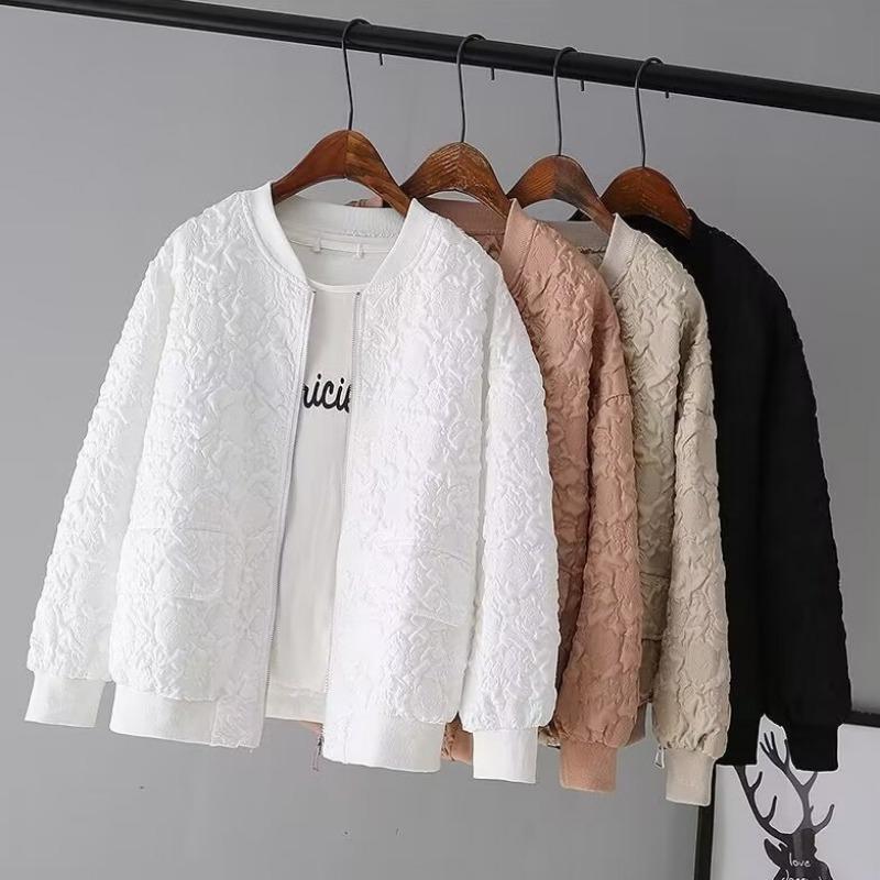 Women Casual Petite Cropped Baseball Jacket Long Sleeve Stand Collar Outerwear