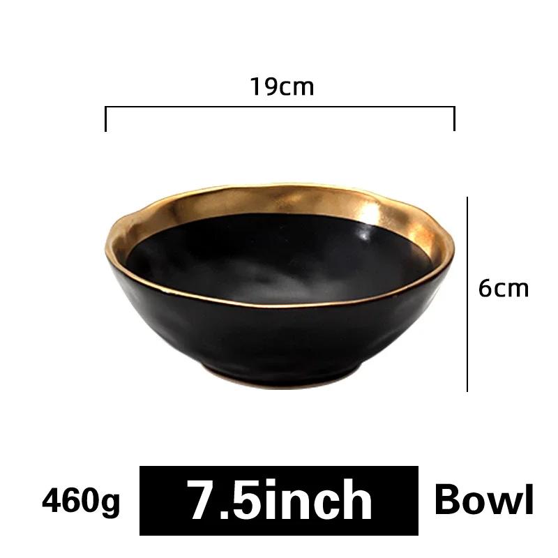 Керамическая тарелка в западном стиле из Пномпеня Матовая позолоченная тарелка для стейка Креативная ретро-тарелка для салата Набор тарелок Североевропейское блюдо для десерта