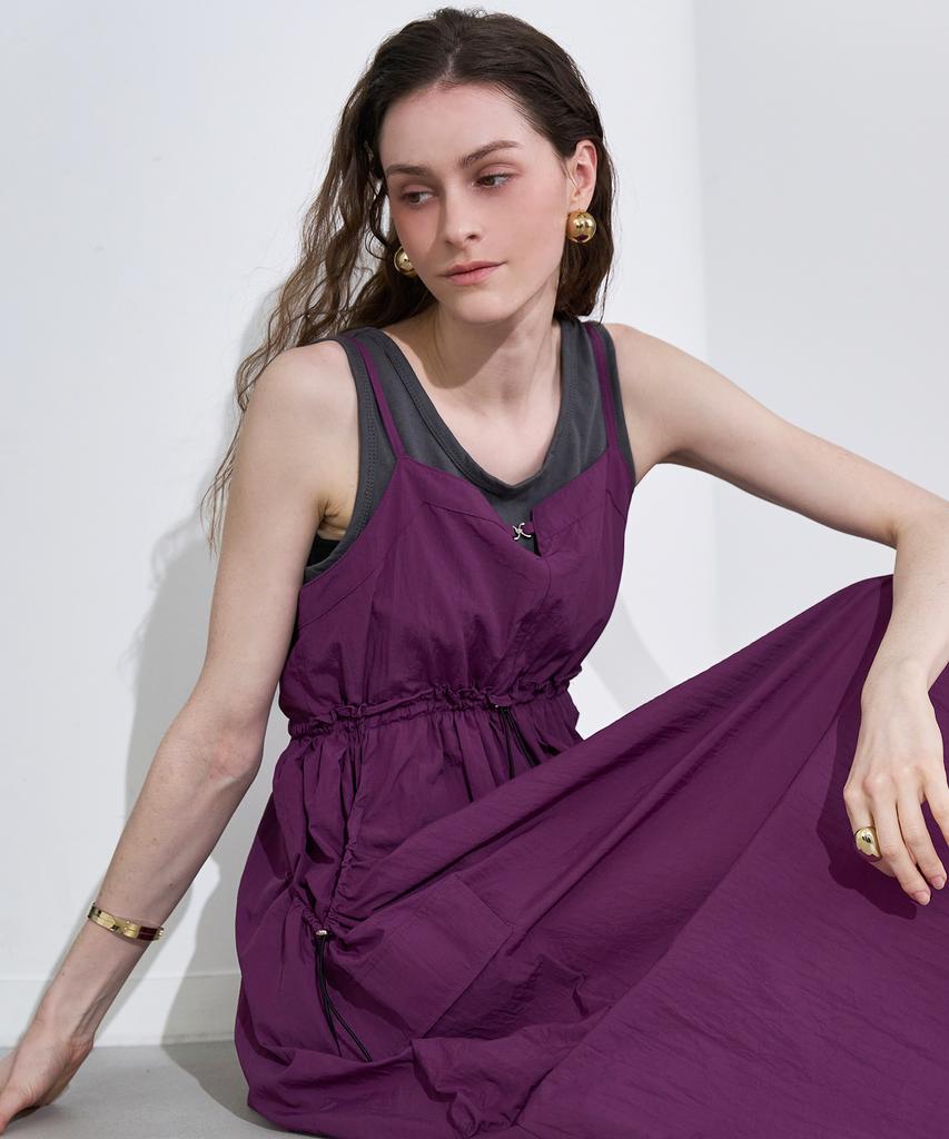 Leni And Mccoy Waist String Crinkly Summer Long Dress Mm08Op003Hjy