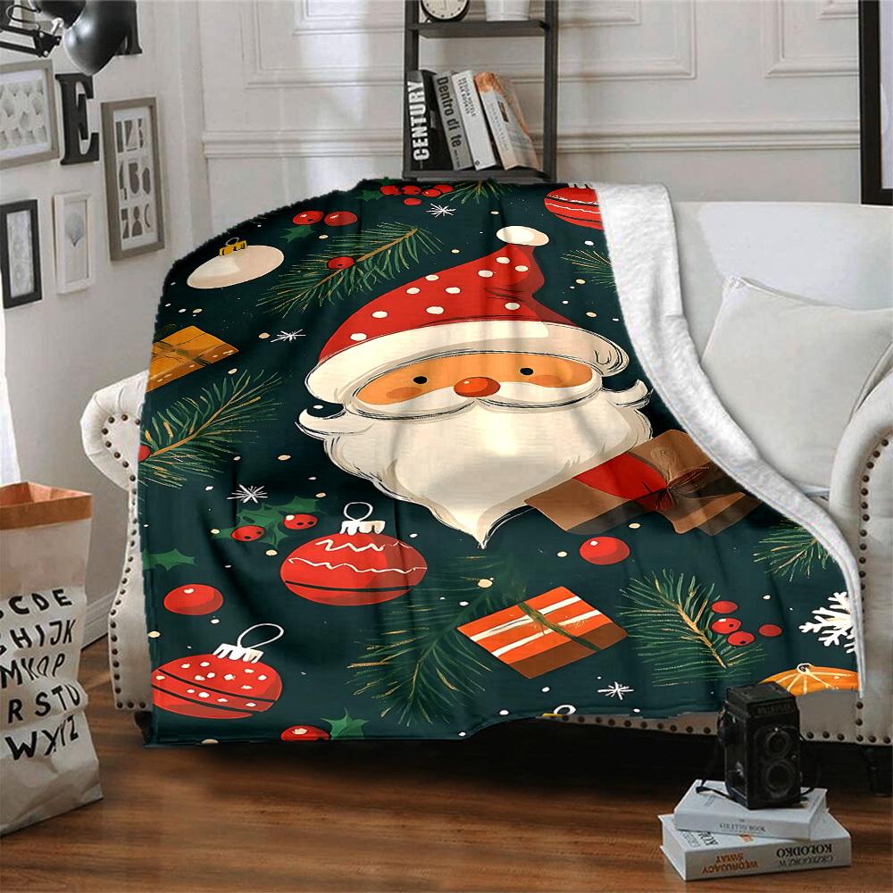 1pc Christmas Santa Blanket, Lightweight Flannel Throw Blanket for Sofa, Bed, Travel, Camping, Living Room, Office, Couch, Chair, a0922072