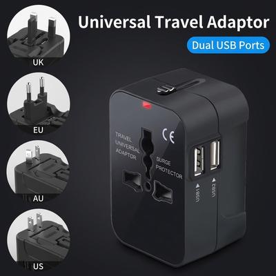Двойные USB-порты Универсальный дорожный адаптер Адаптер вилки UK на EU Настенное зарядное устройство Преобразователь переменного тока Мировой для США ЕС Великобритания AUS
