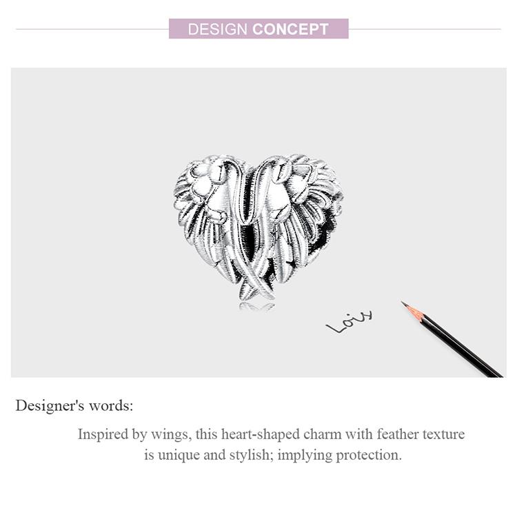 WOSTU Стерлингового серебра 925 пробы, подвеска в форме сердца и крыльев, подвеска из бисера, женский браслет, оригинальный DIY браслет, ювелирное изделие на День Благодарения, подарок