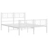 Metal Bed Frame with Headboard and Footboard White 135 x 190 cm