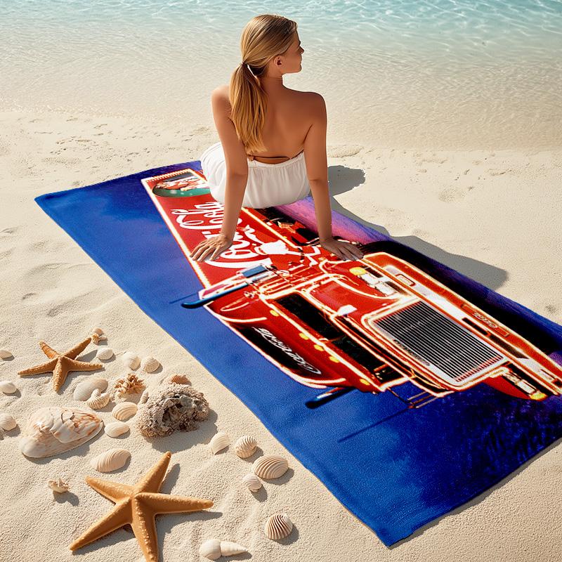 Christmas Gift Halloween Theme Bear Truck Coca Cola beach towel outdoor camping vacation swimming beach towel outdoor absorbent bath towel Y6