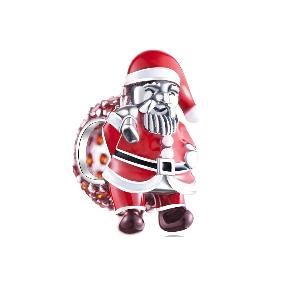 Красный Санта Клаус Белый Снеговик Снежинки Подарок Сапоги Оригинальные Медные Шармы Бусины Подходят для Браслета Ювелирные Изделия Женщины Сделай Сам