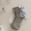 Bow Socks Women'S Mid-Tube Socks Spring And Autumn Cotton Socks Girl Cute White Ballet Style Spring Stockings
