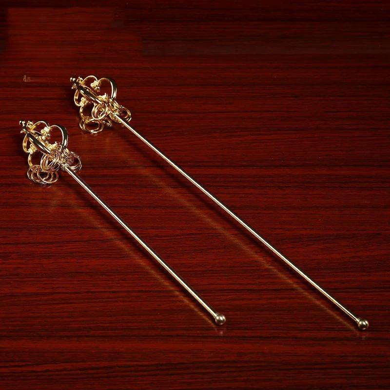 Buddhist Monk 's Stick Metal Magic Tool The Tin Staff of Ksitigarbha Bodhisattva Prop Buddha Statue Holding Artifact Copper