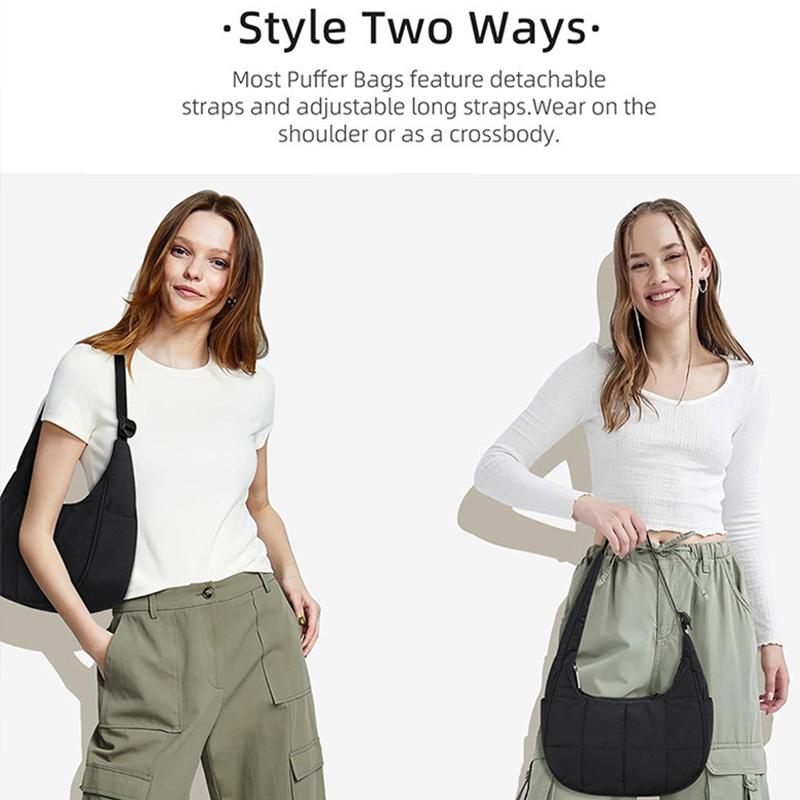 Yogodlns Сумка-полумесяц пуховик для женщин стеганая на плечо регулируемый ремешок сумка на плечо нейлон работа путешествия сумки-хобо