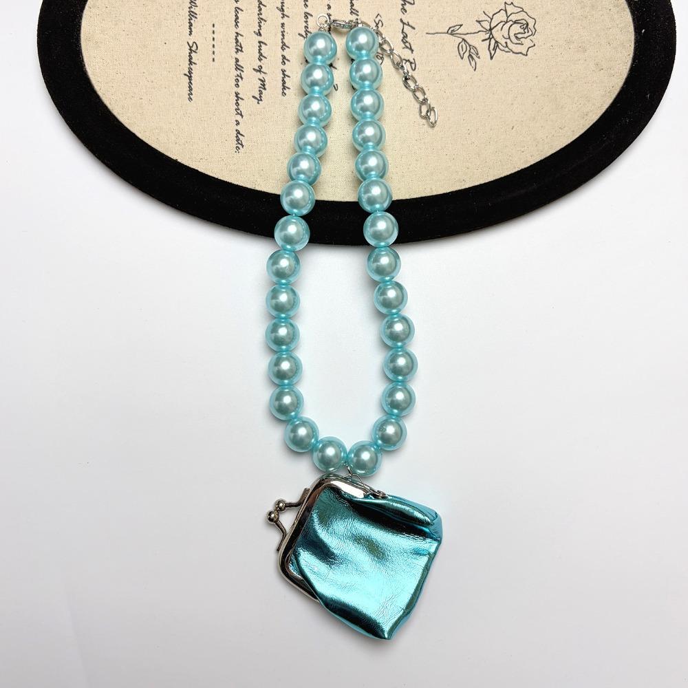 Imitation Pearl Pearl Pendant Necklace Colorful Party Jewelry New Design Mini Bag Necklace