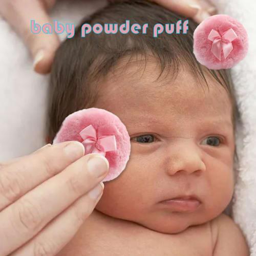 Furry Powder Puff, Baby Powder Puff for Adults, Soft Round Body Cosmetic Powder Puff with Ribbon Ribbon, Dry Makeup Tool for Home/Travel, Body Powder