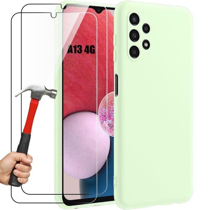 Coque - BOOLING - pour Samsung Galaxy A13 4G - Protection Silicone - Effet Mat - Vert - 2 Verres Trempés