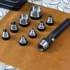 10pcs Heavy-Duty Hollow Punch Press Set with Interchangeable Dies and Textured Handle, Durable High Carbon Steel Construction
