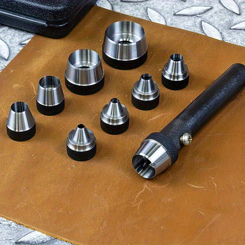 10pcs Heavy-Duty Hollow Punch Press Set with Interchangeable Dies and Textured Handle, Durable High Carbon Steel Construction