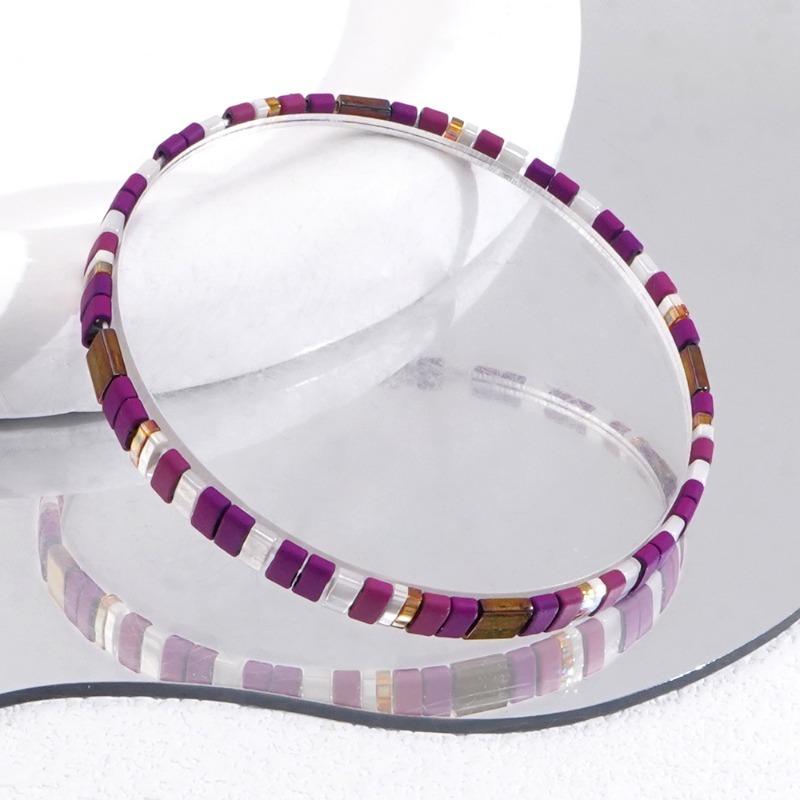 Фиолетово-белый бохо браслет из бисера, Ручная работа, Бижутерия для пляжной вечеринки, Повседневное ношение