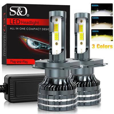 2 шт. H4 светодиодные фары H11 Canbus 20000Lm 6000K 4300K ​​3000K 3 меняющие цвет передние лампы H8 9005 HB3 9006 HB4 9012 Hir2 H27 880 881 автомобильные противотуманные фары