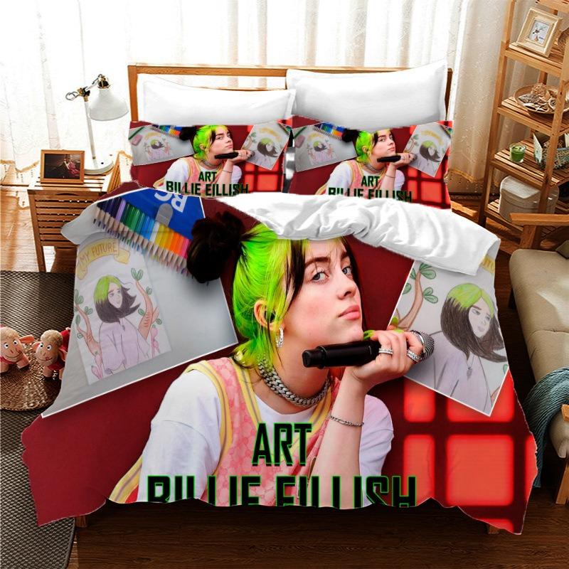 3D Print Billie Eilish Bedding Set Single/Twin/Full/Queen/King Size Adult Bedroom Duvetcover Sets Anime Gift