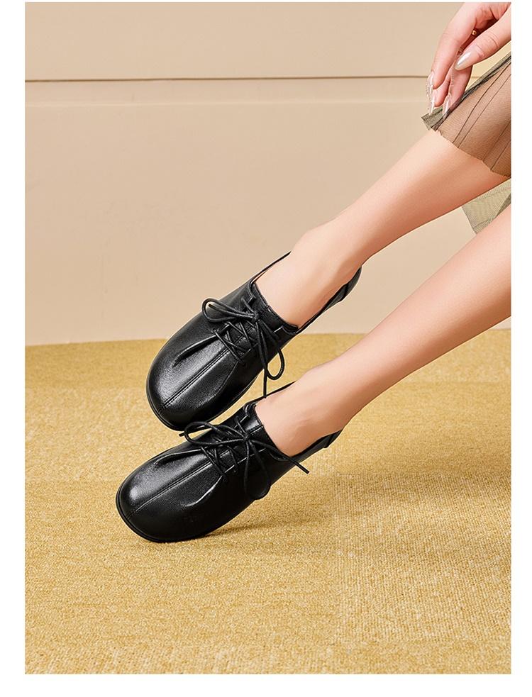 St&Sat Women's Round Toe Fashionable Flat Sole Lace-Up Leather Shoes