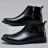 Британский стиль, мужская мода, уличные ботинки «челси», мужские удобные ботинки с круглым носком, легкие нескользящие повседневные кожаные ботинки на щиколотке