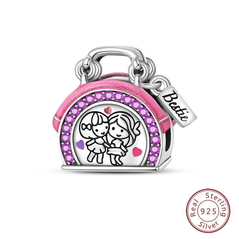 Настоящая медь Розовая серия Шармы-бусины в форме сердца Подходят для оригинальных браслетов Qikaola Сделай сам Украшения на День матери Подарок для мамы