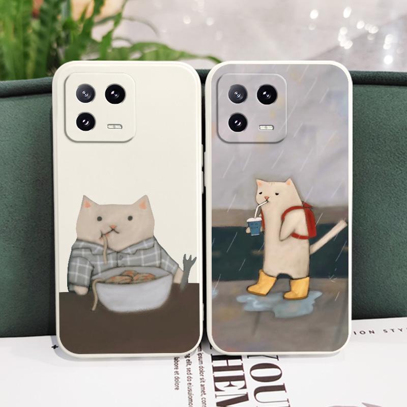 Чехол для телефона Xiaomi Mi 15 14 14T 13 13T 12 12X 12T 12S 11 11T 10 10T 9 9T Pro Lite из жидкого силикона с дизайном кошки из оригами