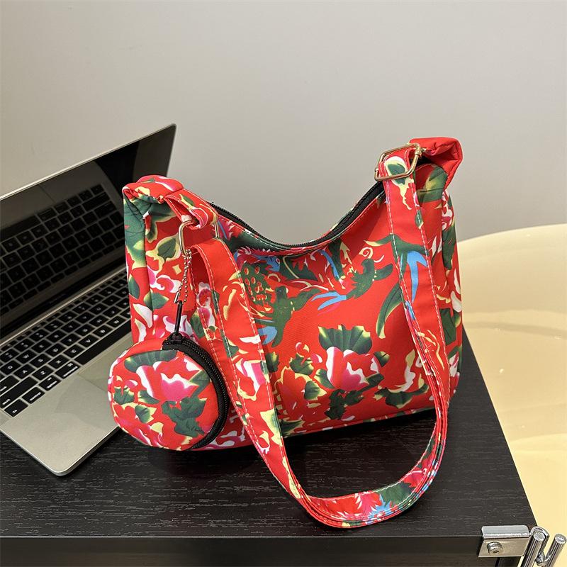 Fashion Northeast Big Flower Women's Shoulder Bag 2024 New Retro Ethnic Style Tote Bag Large Capacity Handbag