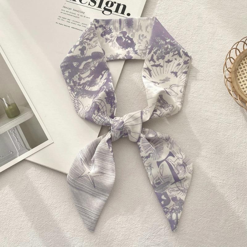 Long Silk Scarf Atmosphere New Thin Narrow Tie Bag Gift Strap Headband Small Tie