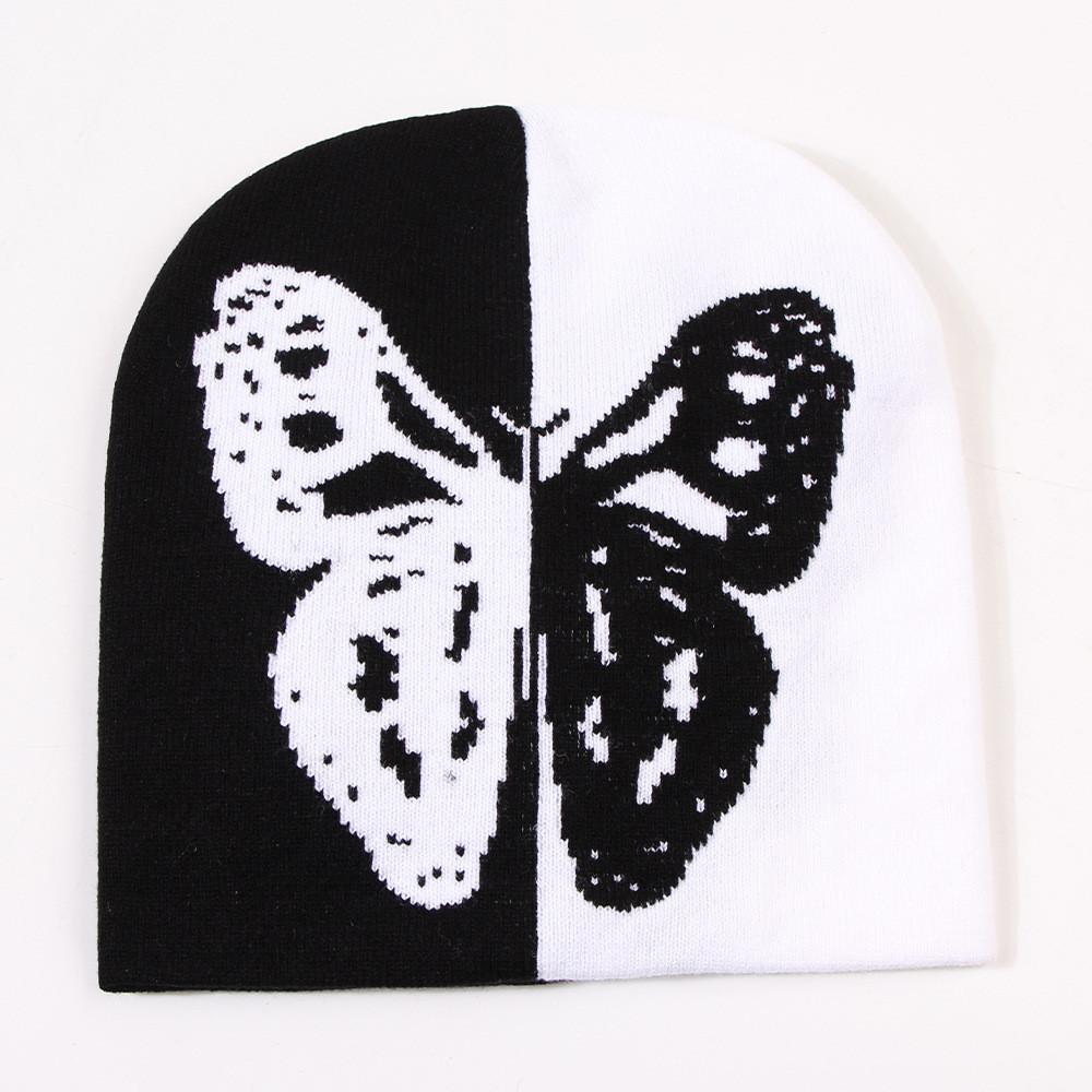 New Butterfly Pattern Knitted Wool Hat Fashionable Warm Casual Street Style Hat Unisex